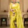 Bright Lemon Yellow Color Soft Litchi Silk All Over Weaving Saree