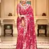 Bright Rani Pink Color Soft Litchi Silk All Over Weaving Saree