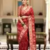 Bright Red Color Soft Litchi Silk All Over Weaving Saree