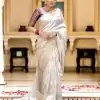Bright White Color Soft Litchi Silk All Over Weaving Saree