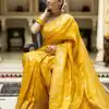 Bright Yellow Color Soft Litchi Silk All Over Weaving Saree