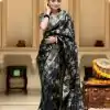 Bright Black Color Soft Litchi Silk All Over Weaving Saree