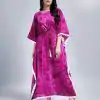 Glowing Rani Pink Color Rayon Slab Center Belt Kaftan Suit