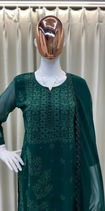 BE 354 Green Color Georgette With Embroidery Work Salwar Suit Casual, Wedding, Festive, Events . Expected Delivery  4-6 Working Days @1899/- only      | Jump Suits, Salwar suit, Casual Suits, Creative suits, Designer Suits, Palazzo Suits, Party Wear Suits, Patiala Suits, Straight Suits