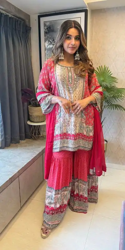 BE 387Β Sky Red Roman Silk Sequence Embroidery Roman Silk Sequence Embroidery WorkΒ Salwar Suit Casual, Wedding, Festive, Events . Expected DeliveryΒ 4-6 Working Days @1949/- onlyΒ Β Β | Jump Suits, Salwar suit, Casual Suits, Creative suits, Designer Suits, Palazzo Suits, Party Wear Suits, Patiala Suits, Straight Suits