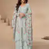 Sky Blue Vichitra Sequence Work Salwar Suit