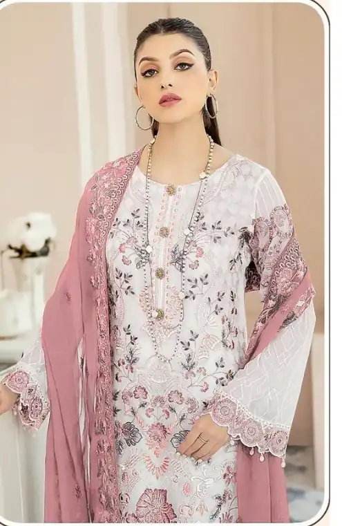 Pink Georgette With Embroidery Work Salwar Suit - Image 2