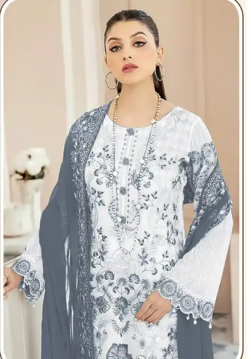 Grey Georgette With Embroidery Work Salwar Suit - Image 2