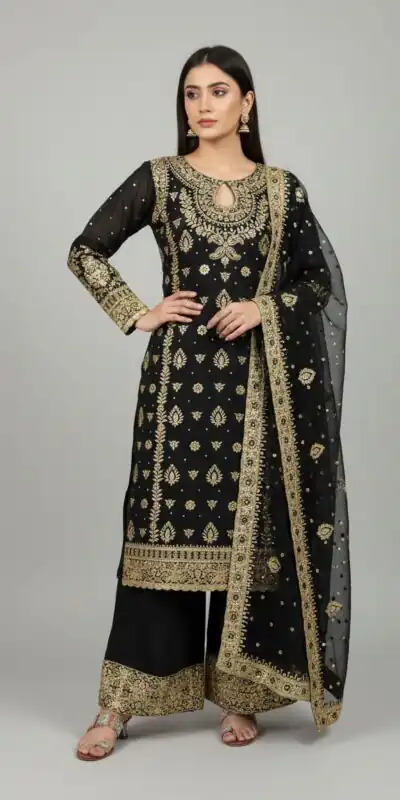 SRK 5231 Red Color Pure Chinnon Silk With Embroidery Sequence Work Salwar Suit Casual, Wedding, Party, Festive, Events Etc.4-6 Working Days@ 2699/-only | Jump Suits, Salwar suit, Casual Suits, Creative suits, Designer Suits, Palazzo Suits, Party Wear Suits, Patiala Suits, Straight Suits