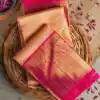 Cream Soft Lichi Silk Border Lace Work Saree