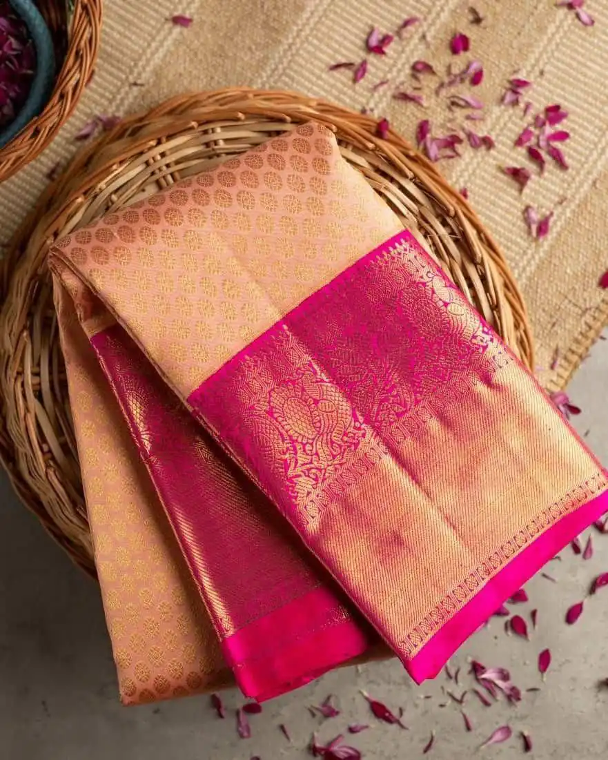 Cream Soft Lichi Silk Border Lace Work Saree - Image 4