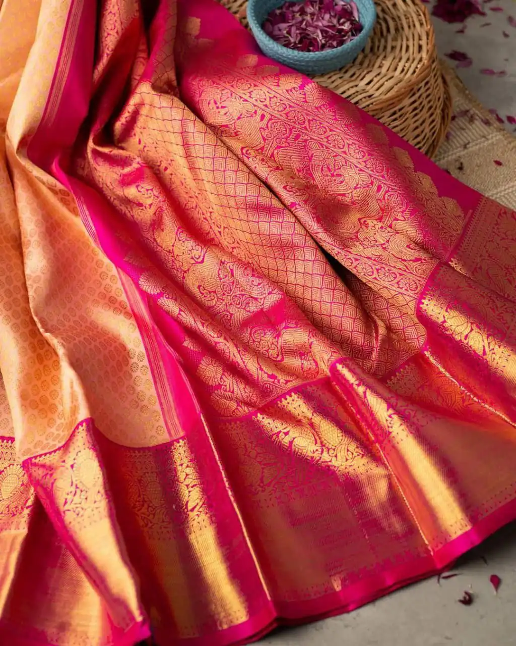 Cream Soft Lichi Silk Border Lace Work Saree - Image 3