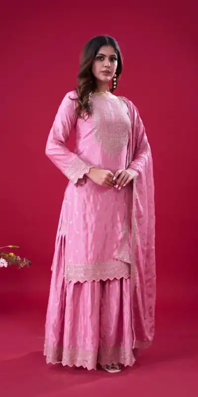 ZF 5006 Pink Color Chinon Silk Sequence Work Salwar Suit Casual, Wedding, Festive, Events . Expected Delivery  4-6 Working Days @2149/- only      | Jump Suits, Salwar suit, Casual Suits, Creative suits, Designer Suits, Palazzo Suits, Party Wear Suits, Patiala Suits, Straight Suits